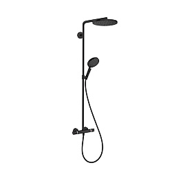 HG Raindance Душевая стойка с термостатом 1jet (верхний душ 240мм, ручной душ с держателем), цвет: черный матовый1981