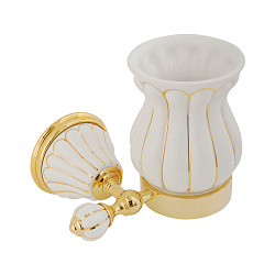 OLIVIA Стакан настенный, керамика белая с золотым декором, золото