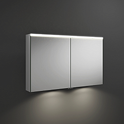 BURGBAD Iveo  Зеркальный шкаф с подсветкой , 1108х680х160 мм,свет. 1 выкл.и розетка, стекл полки, 2 зеркальн двери с обеих сторон, зеркальный корпус2267