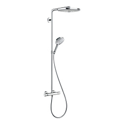 HG Raindance Select S Душевая система Showerpipe: верх.душ 300 2jet, ручн.душ, шланг, термостат, цвет: белый/хром1985