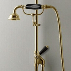 Devon Ручной душ с переключателем и держателем, для термостата MARM74 и душа на стойке MARK3182, с ручкой черной, цвет: золото светлое2084