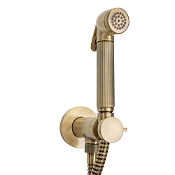 BOSSINI NIKITA Гигиенический душ с прогрессивным смесителем, лейка металлическая, шланг металлический, цвет бронза2243