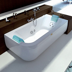 Jacuzzi Aquasoul Double R+C Ванна, пристенная, 190x90x57см, гидромассажная, Sx, без смесителя, c панелями, цвет: белый-хром