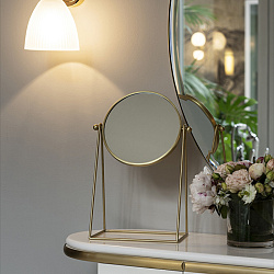 DEVON&DEVON WALTZ Зеркало косметическое увеличительное 196х139х35 мм., настольное, поворотное, цвет светлое золото2048