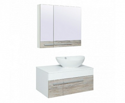 Комплект мебели для ванной Руно Runo ВУДЛАЙН 85 /подвесная/ с умывальником Infinity 65