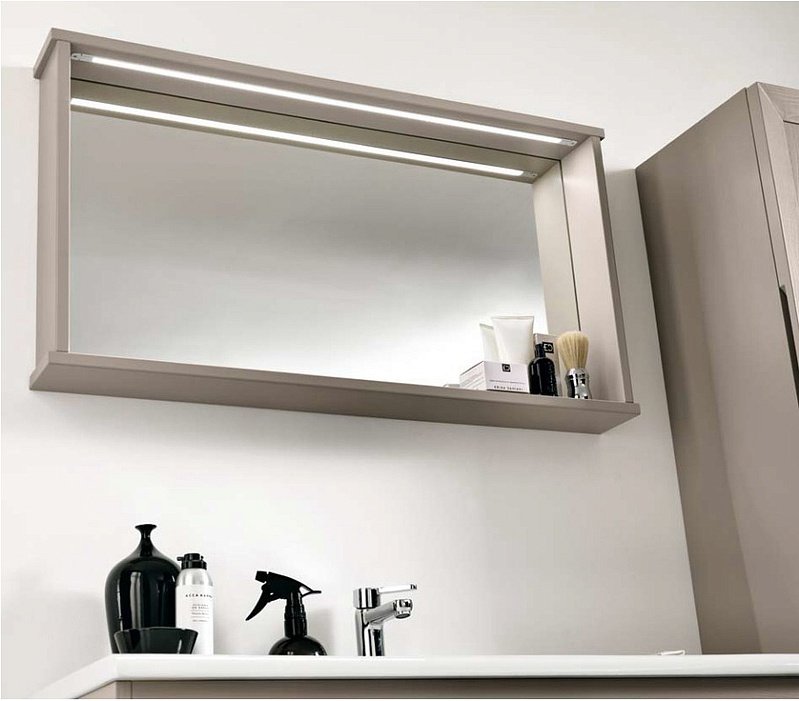 Зеркало полку для ванной с подсветкой