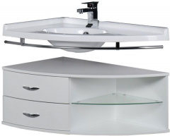 Тумба с раковиной Aquanet Корнер 89 L белый (открытая)