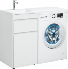 Тумба с раковиной Aquanet Токио 110 L белый (напольная, 1 ящик)
