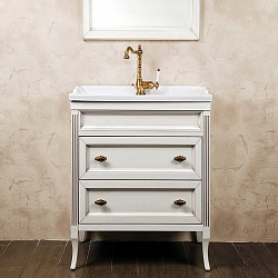 Мебель для ванной La Beaute Vivien Cassetto 70 белый с патиной, фурнитура бронза