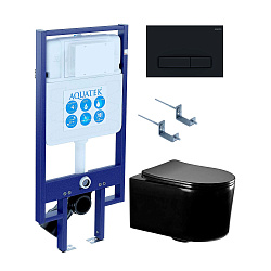 SET AQUATEK МИЯ-MB-025 4в1 (рама AQUATEK Standard INS-0000020+ крепеж KKI-0000002+клавиша KDI-0000025+унитаз AQ2004-MB с тонким сиденьем soft-close