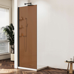 Душевая перегородка Волк-Ин (Walk-In) VSW-1HWS900GSB, 900*2000, черный матовый, стекло янтарь