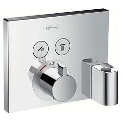 HG ShowerSelect Встраиваемый термостат для душа, 2 источника с кнопками вкл/выкл.,держ для душа (внешняя часть), цвет: хром1989