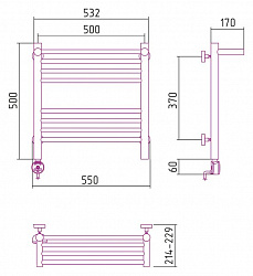 Полотенцесушитель электрический Сунержа Богема 00-0506-5050 50x50 с полкой L