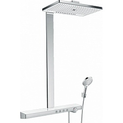HG Rainmaker Select Душевая система Showerpipe: верх.душ 460 3jet, ручн.душ, шланг, термостат с полочкой, цвет: белый/хром1986