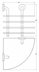 Полка Ellux Elegance ELE 057 4-х ярусная угловая, 30 см