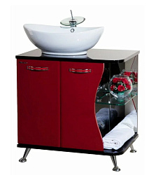 Рио-70 тумба прямая комбин. черная/красная лев.