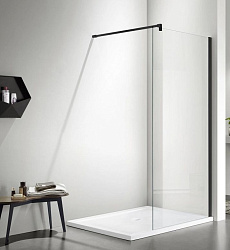 AQ WIW 11020BL Душевая перегородка Walk in с держателем 1100x2000 профиль черный, стекло прозрачное
