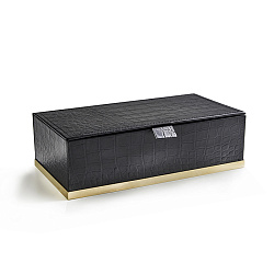 3SC COCCO Коробка с крышкой 25х13хh8см, отделка: черная кожа,цвет: золото 24к. Lucido2194