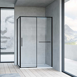 Душевой уголок Слим Софт (Slim Soft) VSR-1SS1010CLB, 1000*1000, черный, стекло прозрачное