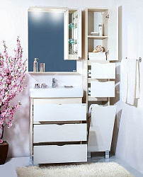 Мебель для ванной Бриклаер Токио 80 светлая лиственница, белый глянец