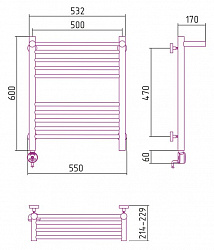 Полотенцесушитель электрический Сунержа Богема 00-0506-6050 60x50 с полкой L