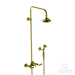 Stella Eccelsa Leve Душевой комплект 3284/33: смеситель, верхний+ручной душ, цвет: золото 24К2000