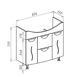 Глория-85 тумба с 1 ящ. с б/к белая (СТИЛЬ)