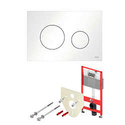 TECE комплект (4в1): инсталляция TECEBase, шпильки к стене, звукоизоляция 9200010 и клавиша 9240920 TECEloop белая глянцевая2171