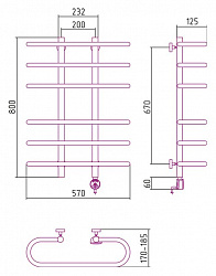 Полотенцесушитель электрический Сунержа Фурор 80x60 R