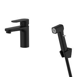 AQ1812MB НИКА смеситель для раковины 90 без донного клапана с гигиеническим ручным душем
