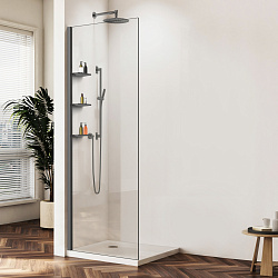 Душевая перегородка Волк-Ин (Walk-In) VSW-1HWS800CLGM, 800*2000, вороненая сталь, стекло прозрачное