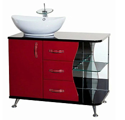 Рио-90 тумба с 3 ящ. комбин. черная/красная лев.