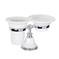 TW Harmony 141, настольный держатель с мыльницей и стаканом, керамика (бел), цвет:  белый/хром1883