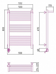 Полотенцесушитель электрический Сунержа Богема 00-0506-8050 80x50 с полкой L