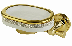 DUBAI Мыльница настенная, керамика белая/swarovski/дек.золото/золото