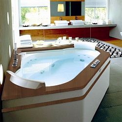 Jacuzzi Aura Corner 160 Base Ванна встраиваемая, 160х160хh60 см гидромассажная + С угловая,без отверстий под см цвет: белый. Топ - Тик, Панель - Акрил