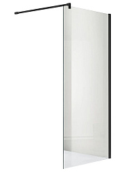 AQ NAG 6310-100 Душевая перегородка Walk in, с держателем 1000x2000 профиль черный матовый, стекло прозрачное с черным принтом
