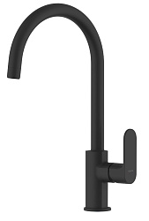 АЛЬФА смеситель для кухни (полукруглый излив), матовый черный AQ1982MB