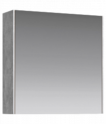 Зеркальный шкаф 60 см с одной дверью на петлях с доводчиком. Цвет бетон светлый
