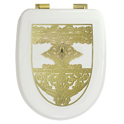 GIANETA Крышка/сиденье унитазa, с системой Microlift, цвет белый с метал. декором "узор"/золото