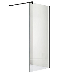 AQ WIW 10020BL Душевая перегородка Walk in с держателем 1000x2000 профиль черный, стекло прозрачное