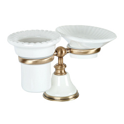 TW Harmony 141, настольный держатель с мыльницей и стаканом, керамика (бел), цвет:  белый/бронза1883