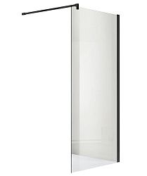 AQ WIW 09020BL Душевая перегородка Walk in с держателем 900x2000 профиль черный, стекло прозрачное