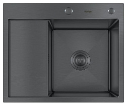 Мойка для кухни Hoffger 5848R Black (Чёрная) правая чаша