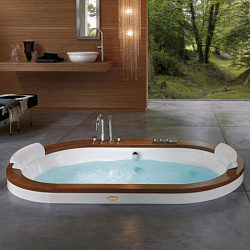 Jacuzzi Opalia Wood Ванна 190x100x63 см гидромассажная, встраиваемая, Без отверстий под см, цвет: белый-хром. Топ - Тик