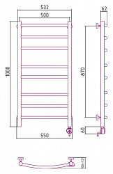 Полотенцесушитель электрический Сунержа Галант 100x50 R