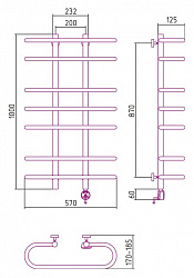 Полотенцесушитель электрический Сунержа Фурор 100x60 R
