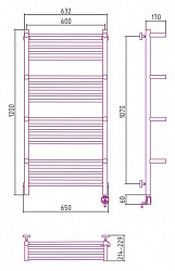 Полотенцесушитель электрический Сунержа Богема 00-0509-1260 120x60 с 4 полками R