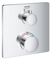 Grohtherm Термостатический смеситель для душа с переключателем на 2 положения верхний-ручной душ, квадратная розетка, хром 24079000