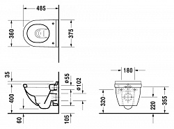 Унитаз подвесной Duravit Starck 3 22270900001-WG антигрязевое покрытие